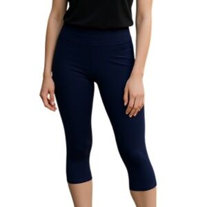 UNDER ARMOUR Fitted Cropped Leggings Navy Blue Low Rise Back Logo M